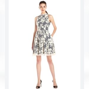 ERIN by Erin Fetherston Black  and Cream Floral Midi Dress Size 8